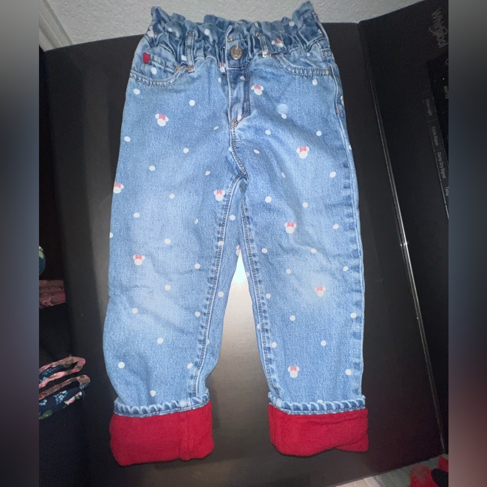 GAP Disney Kids Blue Polka Dot Jeans with Red Cuffs